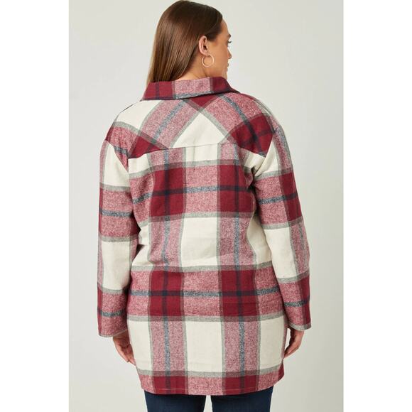 SHACKET Hayden Burgundy Plaid with Front Pockets Plus 1X - Picture 4 of 6
